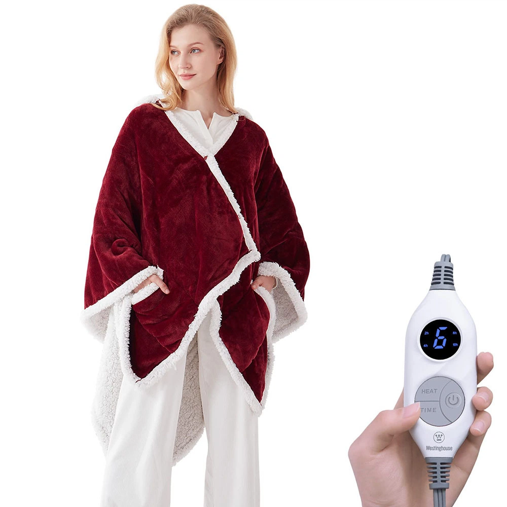 Westinghouse Wearable Heated Throw Blanket, Electric Heated Wrap Poncho Shawl